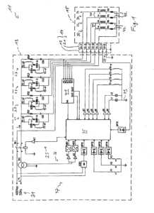 Fig.1 shows a circuit diagram of a control device and a permanently magnetisable chuck according to a preferred embodiment